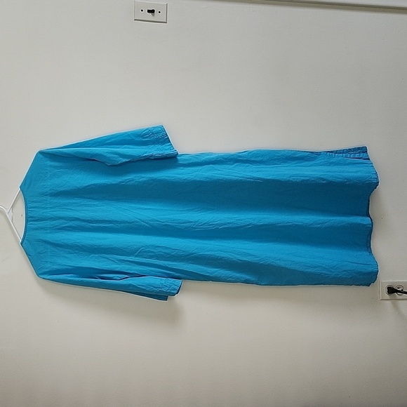 Soft Surroundings Blue Quilted Tunic Top Pullover Dress, Double Slits Cotton MP - Picture 12 of 13